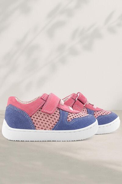 Rakerplus حذاء رياضي للأطفال من الجلد الطبيعي باللون الوردي والأزرق من Bob مز...