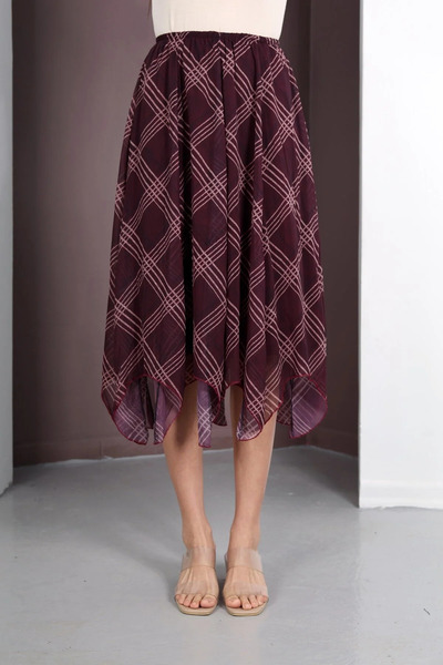 DAME Kadın Premium Eteği Asimetrik Kesim Astarlı Şifon Etek