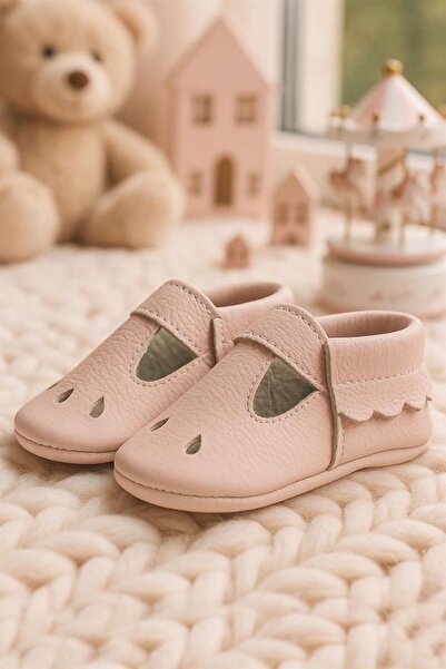 hapshoe Bubbles Hakiki Deri Pudra Lastikli Bebek Patik