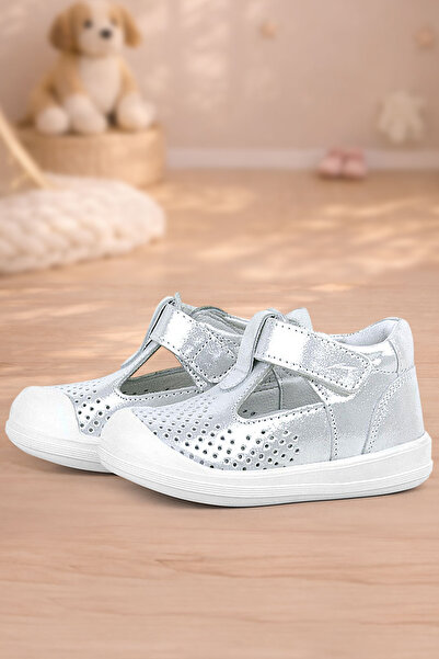 Rakerplus Shaun Genuine Leather White Glitter Velcro Anatomical Baby Sandals ...