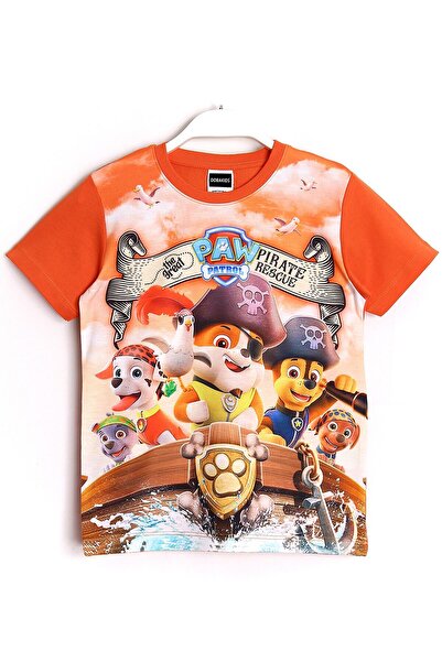 DobaKids 3d Paw Patrol Prate Rescue Movie Baskılı Çocuk T-shirt Turuncu