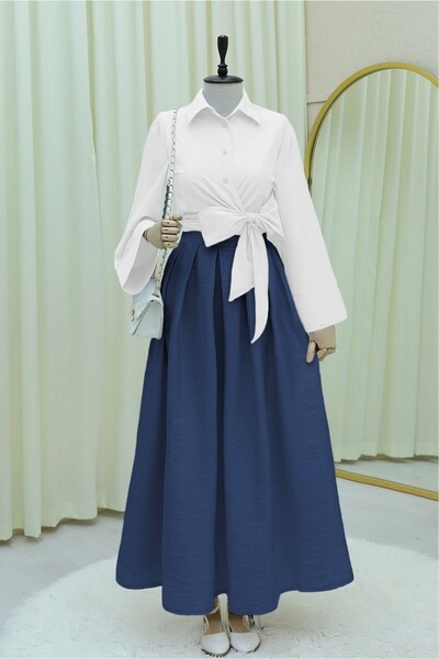 HİJABAYA Yan Bağlamalı İspanyol Kol Düğmeli Gömlek