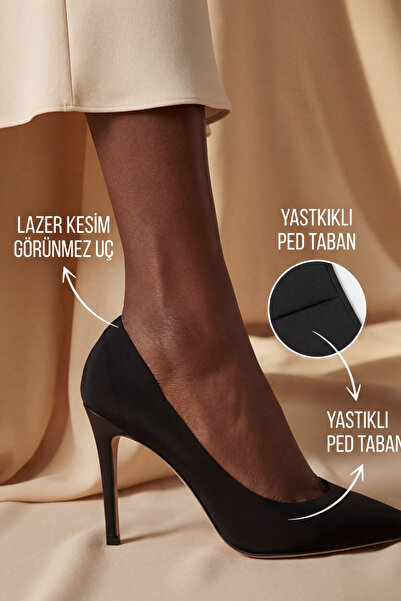 Katia&Bony Kadın Tabanı Pedli Lazer Kesim Görünmez Çorap Siyah