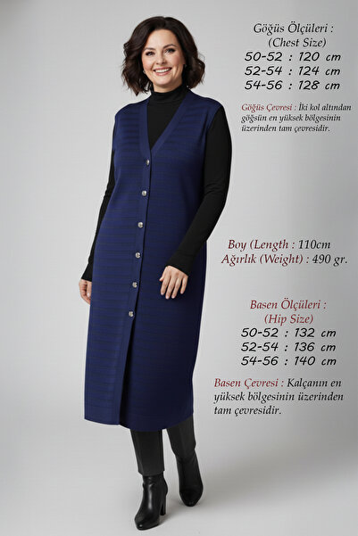 Laden Kadın Triko Mevsimlik Baharlık Simli Tesettür Kap Büyük Beden Uzun Mers...