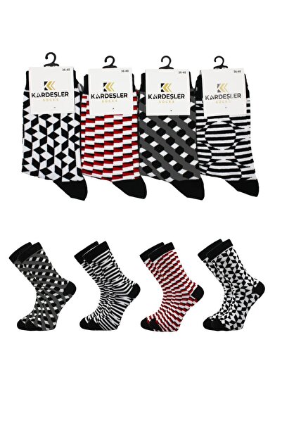 KARDEŞLER ÇORAP Унисекс памучни чорапи с райета, пакет от 4 броя