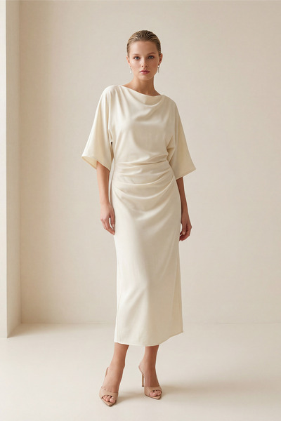 Setre Крем-коль і комір Детальне повне лекало Сукня середньої довжини