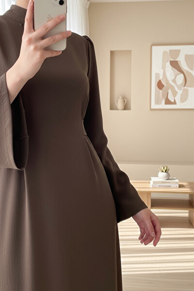 Modamorfo Φόρεμα με γιακά και μέση -K. Καφέ