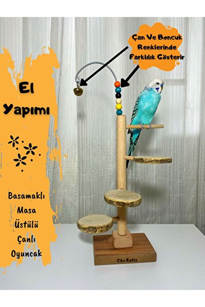 Ciko Kafes Masa Üstü Ve Kafes Üstü Basamaklı Çanlı Boncuklu Kuş Oyuncağı