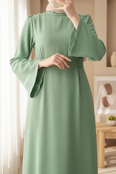 Modamorfo Judge Collar Belted Dress - Water Green