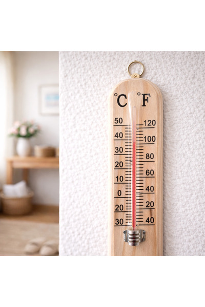 mertyavm Ahşap Termometre Oda Termometresi Sauna Termometresi Doğal Ahşap Isı...