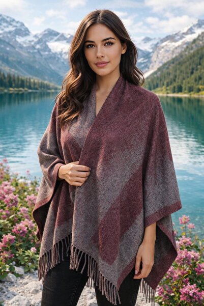 ALDAİR Poncho de iarnă pentru femei, cu două fețe, umăr 140x140