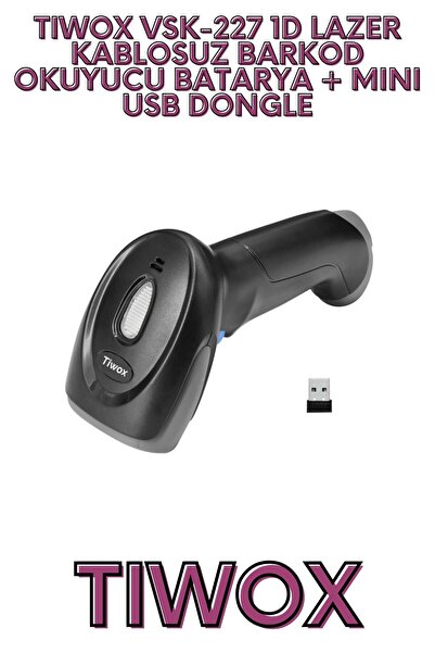 Tiwox VSK-227 1D LAZER KABLOSUZ BARKOD OKUYUCU BATARYA + MINI USB DONGLE