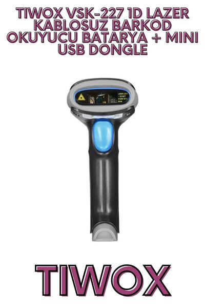 Tiwox TW26 VSK-227 1D LAZER KABLOSUZ BARKOD OKUYUCU BATARYA + MINI USB DONGLE