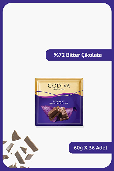 Godiva %72 Bitter Kare Çikolata - 60 gram - 36 Adet