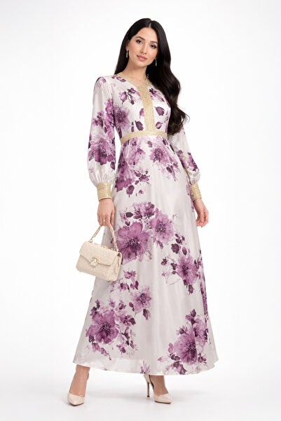 Stylish فستان أنيق مورد باللون البنفسجي