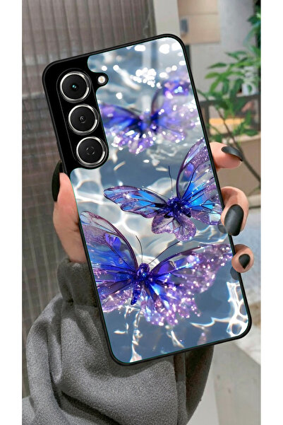 TECNO Spark 40 Pro Uyumlu Mor Kelebek Tasarımlı Glossy Premium Kılıf