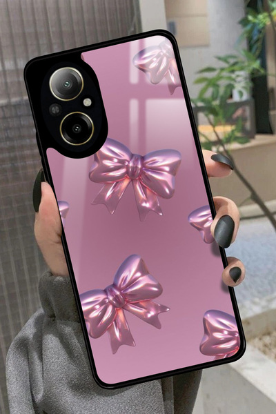 realme 12 Lite Uyumlu Pembe Kurdele Tasarımlı Glossy Premium Kılıf