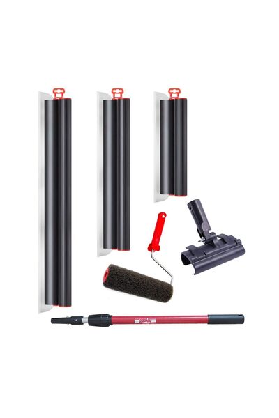 Lanoliv Set 3 gletiere profesionale, inox, 40, 60, 80 cm, adaptor, maner prel...