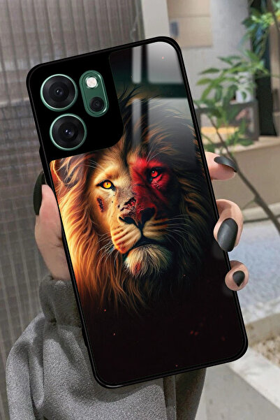 OPPO Reno 14F Uyumlu Aslan Tasarımlı Glossy Premium Kılıf
