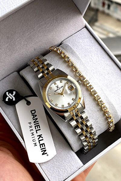Daniel Klein %100 Orijinal Altın Gümüş Rengi Kordon Çelik Kadın Kol Saati Bil...
