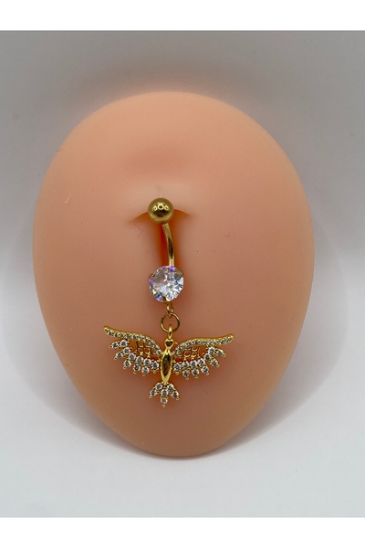 kurukafagift Göbek Çelik Piercing Anka Kuşu Sarı Renk