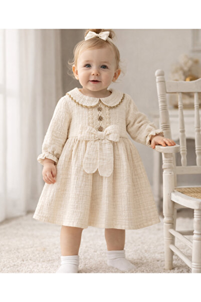 minicayzen Baby Girl 4 Layer Muslin Dress Seasonal Comfortable Model