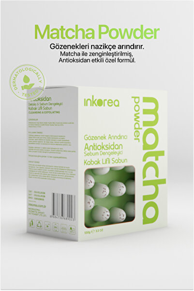 İnkorea Matcha Gözenek Arındırıcı & Antioksidan Etkili Kabak Lifli Sabun