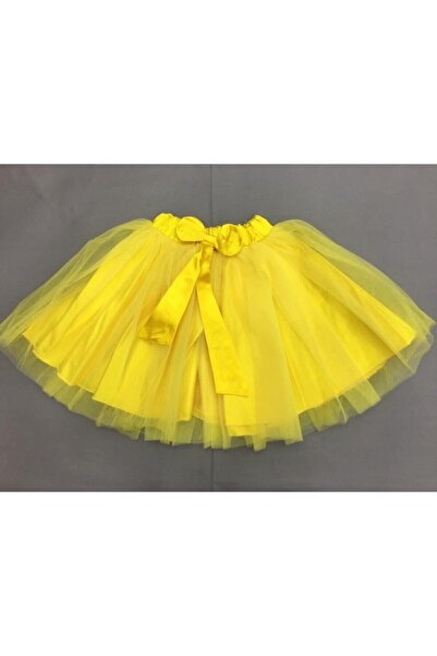 Genel Markalar Kız Çocuk Sarı Düz Renk Fiyonklu Tütü Etek 23 Nisan 19 Mayıs G...