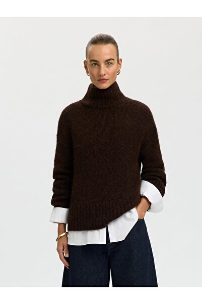 Selected Femme Pullover mit hohem Kragen Wollmix