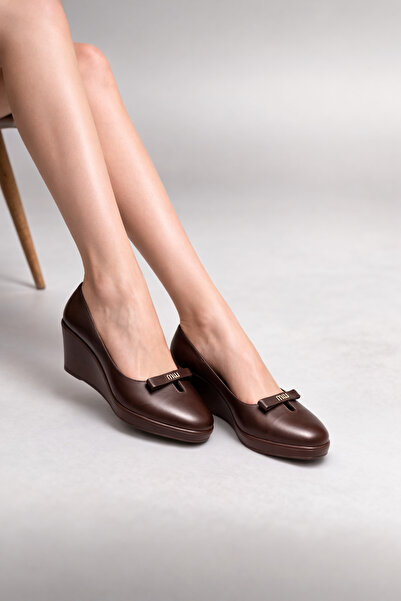 Zenthra Hakiki Deri Kadın Dolgu Topuklu Platform Babet - Yumuşak Konforlu Gün...