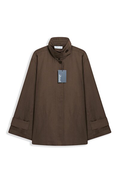praye Mock Neck Canvas Jacket Brown