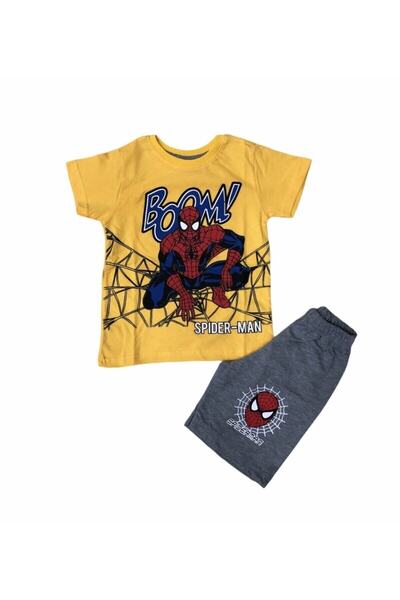 Nacar Erkek Çocuk Şortlu Takım Spaydırmen Yazlık Penye Kaliteli Sarı