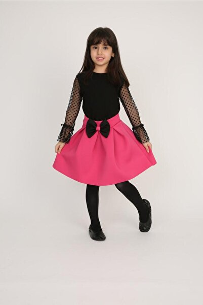 Nacar Kız Çocuk Gösteri Kıyafeti Etek Tshirt Takım