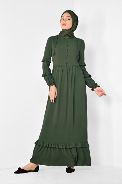 Alvina فستان مكشكش بأزرار 4357