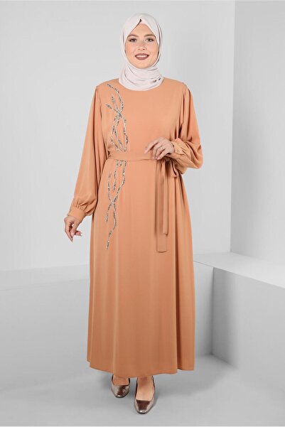 Alvina Rhinestone Embroidered Belted Dress 20357