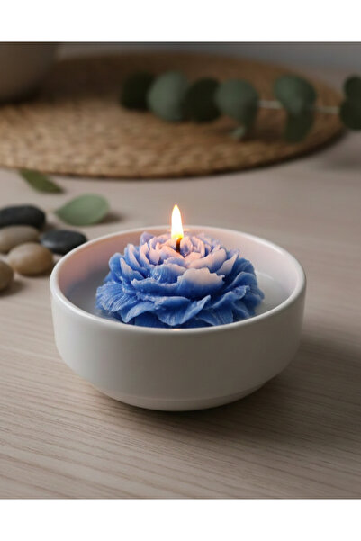 KM Zarif Çiçek Formlu El Yapımı Dekoratif Mum