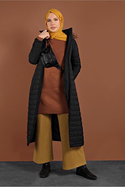 TRENDTESETTÜR KADIN SİYAH FERMUARLI ŞİŞME MONT 3102