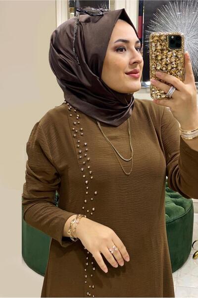 TRENDTESETTÜR KADIN TABA BONCUK İŞLEMELİ İKİLİ PANTOLONLU TAKIM T 30911