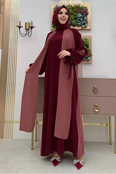 TRENDTESETTÜR فستان نسائي وردي (لون الورد) بلونين مع أساور قابلة للربط T 9973