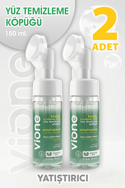 vione 2 Adet Yüz Temizleme Köpüğü 150ml Yatıştırıcı Nemlendirici Özel Fırçalı