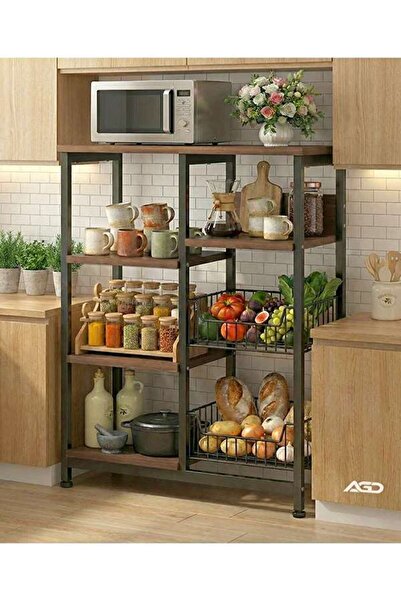 AGD رف تخزين مطبخ متعدد الوظائف ومتعدد الطبقات بإطار معدني وحامل ميكروويف