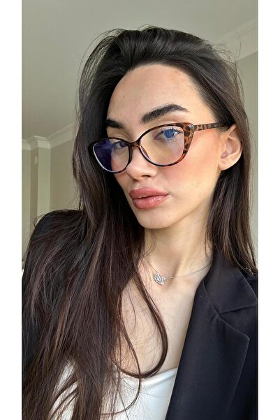 funeyes Diana Leopard Cat Eye Slim Thin Frame Lightweight Blue Light Protecti...