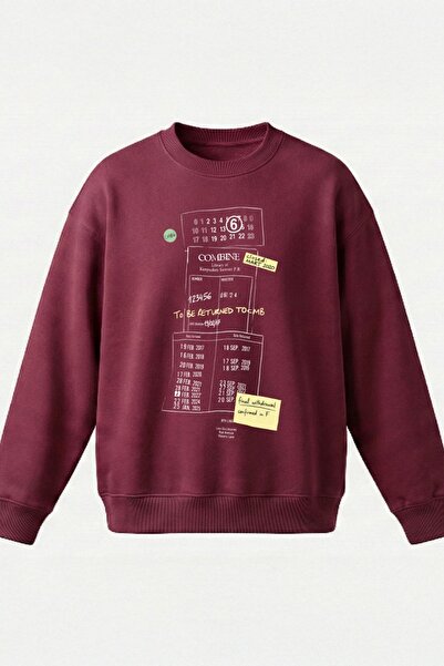 COMBİNE MİCHAİL Ανδρικό φούτερ με τύπωμα oversized Claret Red