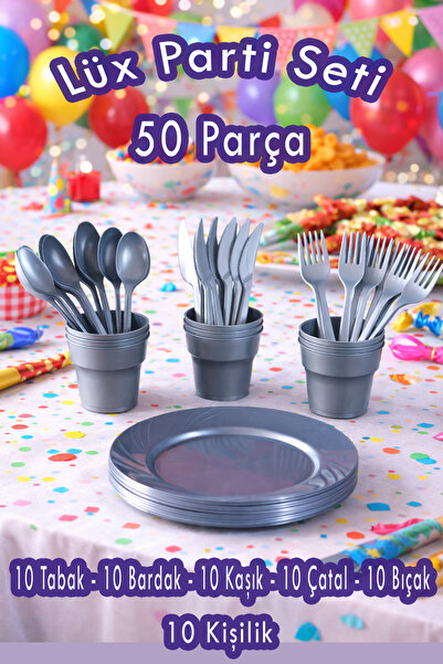 Ezupack 50'li LÜX SERT PLASTİK Parti Doğum Günü Sunum Davet Nişan Söz Tabak B...