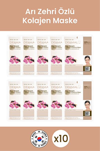 Dermal 10'lu Arı Zehri Kolajen Özlü Tek Kullanımlık Cilt Bakım Maskeleri
