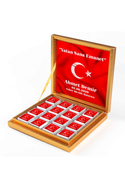 Hacı Şerif Asker Çikolatası 32 Adet Madlen Çikolata Gold Kutu
