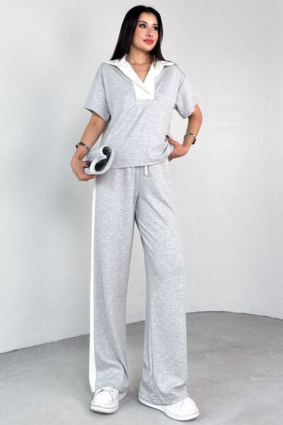 Cappmoda TKM-03692 Блузка з латаним коміром кармеланжевого кольору, брюки з г...