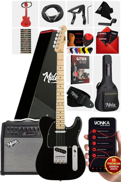 Midex Tlx-50bk-50amp Tele Kasa Maple Klavye 2 Single-coil 50w Amfili Elektro ...