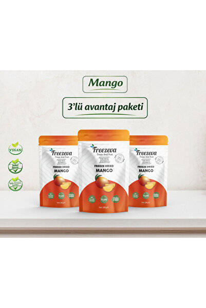Freezeva 3'lü Paket Dondurularak Kurutulmuş Mango (Freeze Dried Mango) Freeze...