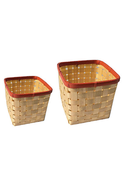 KOÇTAŞ Bambu 2li Kırmızı Şeritli Saklama Kutusu